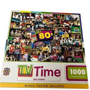 MasterPieces TV Time 80s Shows 1000 Piece Jigsaw Puzzle w/ Bonus Poster